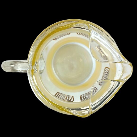Vintage Frosted Yellow & Gold 80oz Water Lemonade Glass Pitcher 9-1/8"h MCM - Picture 6 of 7